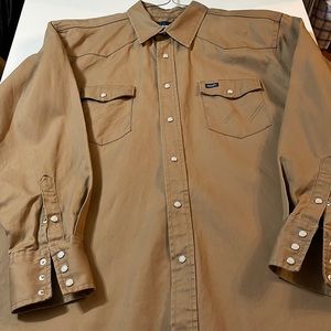 Wrangler Cowboy Cut Brown Heavy Western Work Shirt XXL